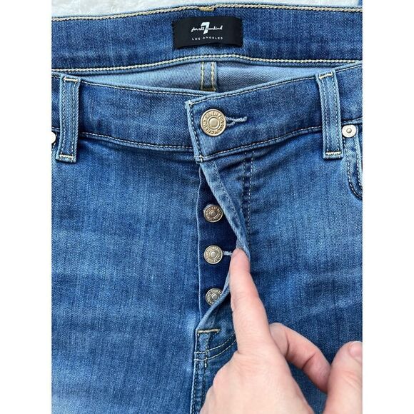 7 For All Mankind 7FAM Josefina Slim Boyfriend Mid Rise Crop in Formosa, Size 32 - Picture 9 of 16